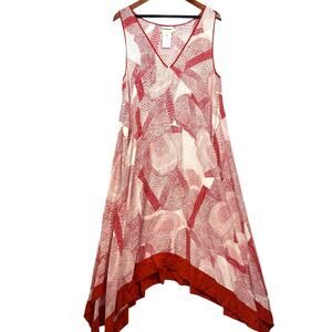Pure DKNY Small Maxi Dress Sleeveless Abstract Red Flowy Beach Summer‎ Coverup